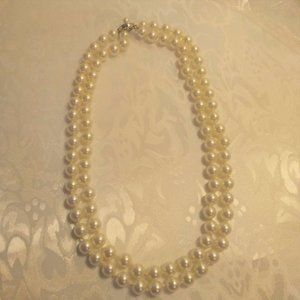 Sterling Double Strand Faux Pearls necklace
